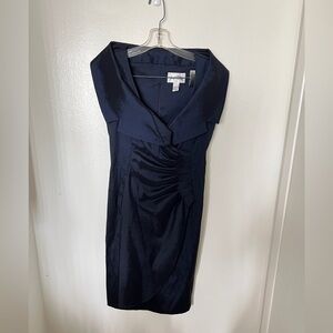 Joseph Ribkoff Blue Off Shoulder Ruched Evening Cocktail Dress Size 6